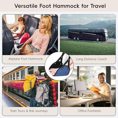 Foot Hammock for Plane Travel, Airplane Foot Hammock, Adjustable Foot Rest Sling, Airplane Gadgets Travel Essentials for Long Time Flight (Navy) - color: Navy