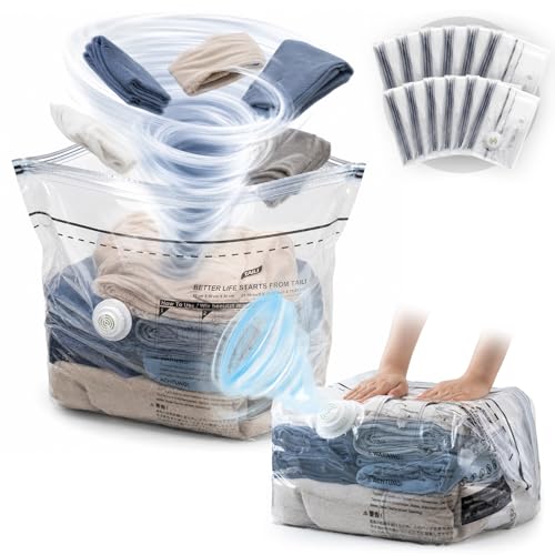 TAILI 12 Pack Cube Vacuum Storage Bags, Medium Size (25x19x11 inch), Vacuum Seal Bags for Clothing, Compression Packing Cube for Clothes, Blankets, Baby Clothes - size: 12 Medium