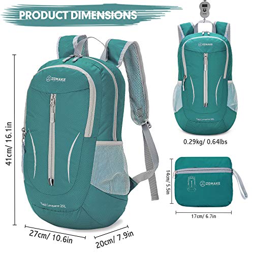 ZOMAKE Ultra Lightweight Packable Backpack 25L, Foldable Hiking Backpacks Water Resistant Small Folding Daypack for Travel(Army Green-NEW) - color: Army Green-new