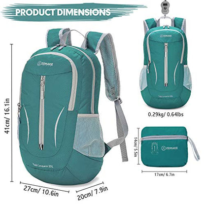 ZOMAKE Ultra Lightweight Packable Backpack 25L, Foldable Hiking Backpacks Water Resistant Small Folding Daypack for Travel(Army Green-NEW) - color: Army Green-new