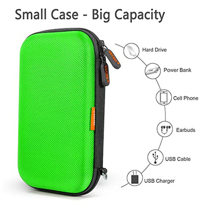 Power Bank Storage Case Hard EVA Protective Travel Case – Small Electronic Carrying Pouch for Hard Drive, Cell Phone, Charging Cable, External Battery, Earbuds (Light Green) - color: Light Green