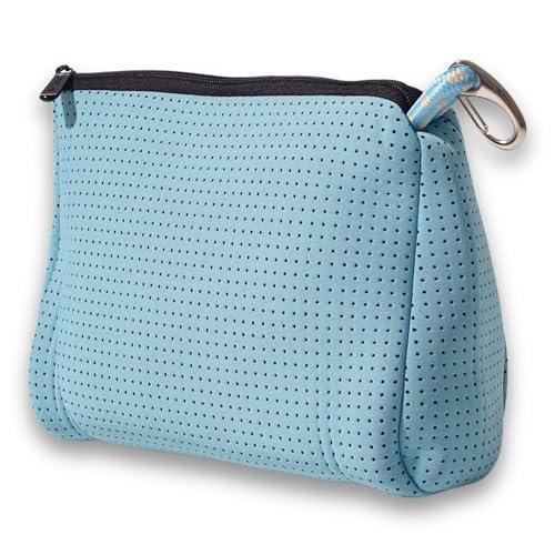 POPUPS Large Makeup Bag with Zipper - Waterproof Neoprene Cosmetic Bag 7.7 x 10.75 x 5 inches - Pouch Sky Blue - color: Basic Sky Blue