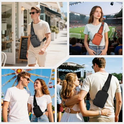 VADOO Sling Bag, Crossbody Bag with Zipper Lock, RFID Blocking & Water Resistant for Men and Women - color: Orange