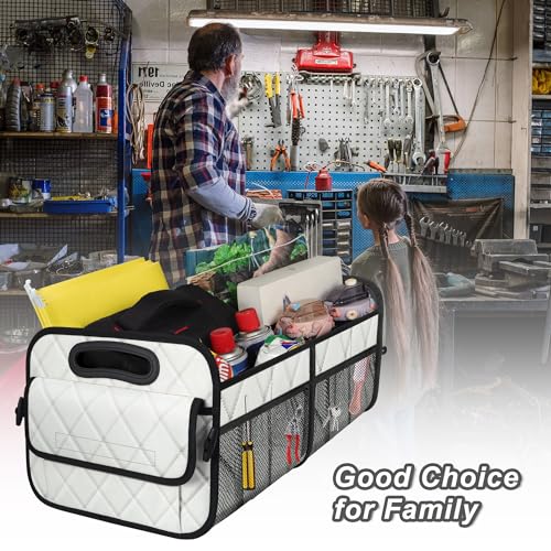 Deosk Trunk Organziers and Storage with Reinforced Handles,Car Accessories for Women/Men 50L Waterproof Polyester Trunk Organzier for Car/SUV/Minivan/Truck(Medium, Beige) - color: Beige, size: Medium