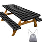 Picnic Table Cover with Bench Covers Camping Essentials Waterproof Windproof Camping Tablecloth with Drawstring Bag, Fitted Rectangle Tables and Seats, 96in, Black Checkered - color: Black Checkered, size: 96in