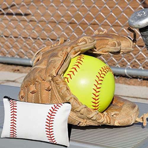 Eccliy 20 Pcs Baseball Makeup Bags Bulk Sport Team Gifts Baseball Cosmetic Bag Accessories for Women Toiletry Zipper Pouch Travel Canvas Gifts Stuff for Party Team Players Lover - size: 8 x 5 Inch, style: Baseball