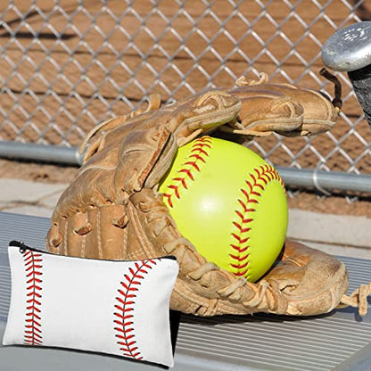 Eccliy 20 Pcs Baseball Makeup Bags Bulk Sport Team Gifts Baseball Cosmetic Bag Accessories for Women Toiletry Zipper Pouch Travel Canvas Gifts Stuff for Party Team Players Lover - size: 8 x 5 Inch, style: Baseball