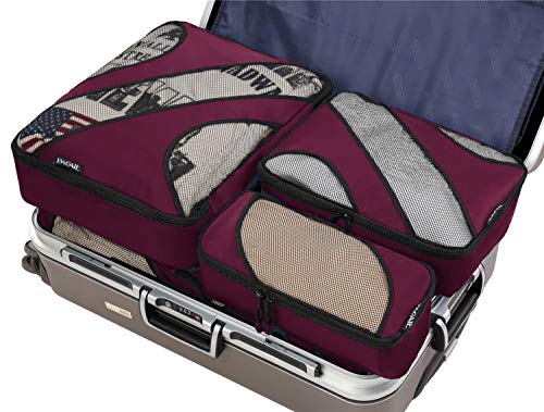 BAGAIL 6 Set Packing Cubes,Travel Luggage Packing Organizers - color: The Burgundy, style: 6 Set