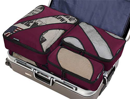 BAGAIL 6 Set Packing Cubes,Travel Luggage Packing Organizers - color: The Burgundy, style: 6 Set