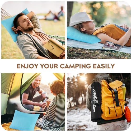 Small Shredded Memory Foam Pillow, Camping Pillow Travel Pillow - Compressible Medium Firm, Breathable Cover, Ideal Backpacking Hiking, Airplane and Car (Sky Blue, L) - color: Sky Blue, size: L-23 X 16 Inch