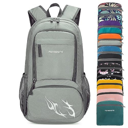 FENGDONG 35L Lightweight Foldable Waterproof Packable Travel Small Hiking Backpack Daypack for men women - color: A4-grey-upgrade