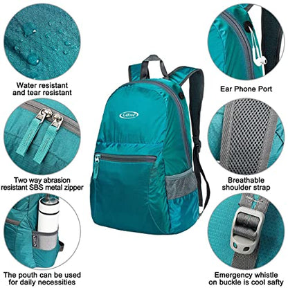 G4Free 20L Lightweight Packable Backpack Travel Hiking Daypack Foldable Backpack for Men Women - color: A-teal