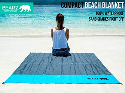 Pocket Blanket - Beach Blanket Waterproof Sandproof, Picnic Blankets Waterproof Foldable, Lightweight & Compact for Hiking, Camping, Travel, Festival Accessories - color: Aqua Blue