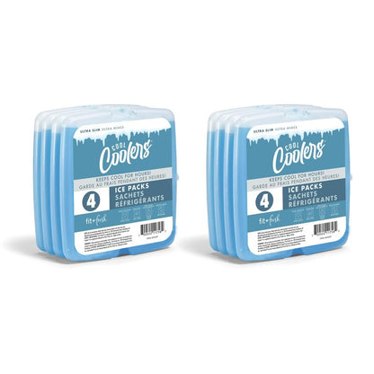 Cool Coolers by Fit + Fresh, Reusable & Long-Lasting Slim Ice Packs, Cold Packs for Lunch Boxes, Ice Packs for Lunch Bags, Blue 8 Pack - color: Blue (8 Pack)