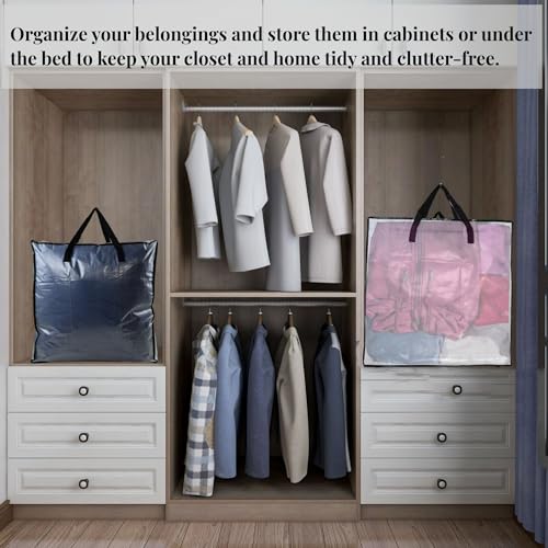 GONGKANGYUAN 25 Gallon Large Clear Storage Bags with Zipper and Handles, Blanket Bags for Closet Storage, Underbed Storage Organizer for Clothes Pillow Bedding Christmas Wreath - style: Side zipper
