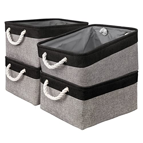 Storage Bins, Storage Cubes Storage Containers for Organizing with Handles for Organizer Bins (15.7 x 11.8 x 8.2 inches) - color: Black&Gray, size: Large (Pack of 4)