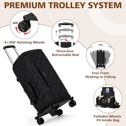 Rolling Garment Bags for Travel - Carry on Convertible Garment Duffle Bags with Wheels for Men Women, 4 in 1 Large Travel Duffel Bags with Shoes Compartment Hanging Suit Dress Weekender Bag 4pcs Set - color: Black
