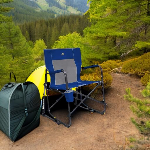 GCI Outdoor Freestyle Rocker Camping Chair | Portable Folding Rocking Chair with Solid, Durable Armrests, Drink Holder & Comfortable Backrest — Royal Blue - color: Royal Blue, style: Freestyle Rocker