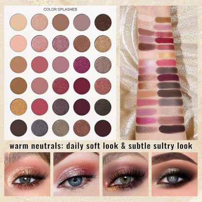 UCANBE Eyeshadow Makeup Palette 86 Colors, Matte Black Grey Silver Smokey Goth Eye Shadows+Chunky Pressed Glitters+Bright Colorful Neon Shades+Rosy Rusty Neutrals for Every Day & Halloween Make Up - color: Palette C
