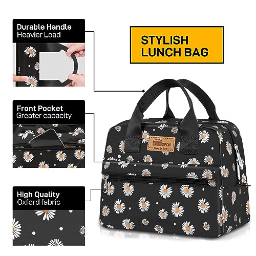 HOMESPON Insulated Lunch Bag for Women Men Lunch Box Cooler Lunch Tote for Work Picnic (Daisy) - color: Daisy