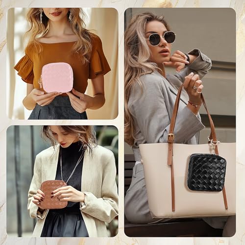 5.5" Small Makeup Bag for Purse, PU Leather Mini Cosmetics Bag with Ring Buckle, Portable Small Travel Makeup Pouch for Women, Birthday/Wedding/Christmas Gifts (Large Plaid, Brown) - color: Large Plaid Brown-5.5 inch