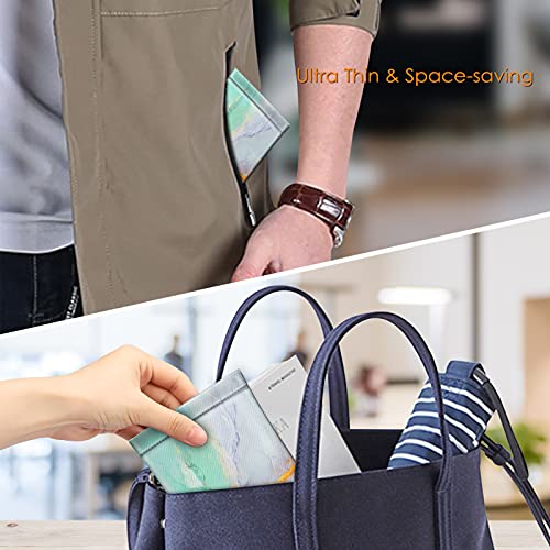 [2 Pack] Fintie Eyeglasses Pouch with Cleaning Cloth, Portable Squeeze Top Leather Glasses Case Sunglasses Bag, Glittering Marble + Emerald Marble - color: Glittering Marble + Emerald Marble