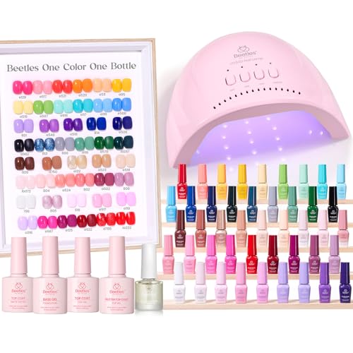 Beetles Gel Nail Polish Kit with U V Light - 45 Colors Gel Polish Set 75 Pcs One Color One Bottle Emotional Journey Kit with Top Base Coat Beauty Must Have Salon Manicure Gifts for Women - color: Emotional Journey