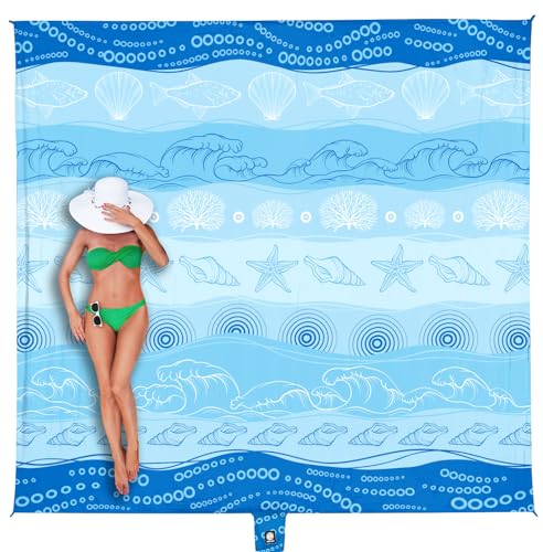 WEKAPO Beach Blanket Waterproof Sandproof Oversized Extra Large Sand Free Beach Mat with Stakes, Storage Bag - Essentials for Outdoor Beach, Picnic (Bohemian Starfish, 11 X 9 FT (1~10 Person)) - color: Bohemian Starfish, size: 11 X 9 FT (1~10 Person)