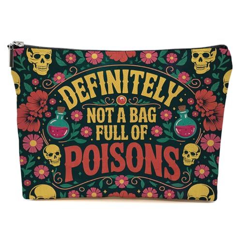 JIUWEIHU Poisons Makeup Bag, Witch Skull Floral Gothic Cosmetic Bags Travel Organizer Bag Zipper Pouch, Christmas Birthday Gifts for Women Sister Mom Friend, Witchy Gifts - color: Multicolor 0058