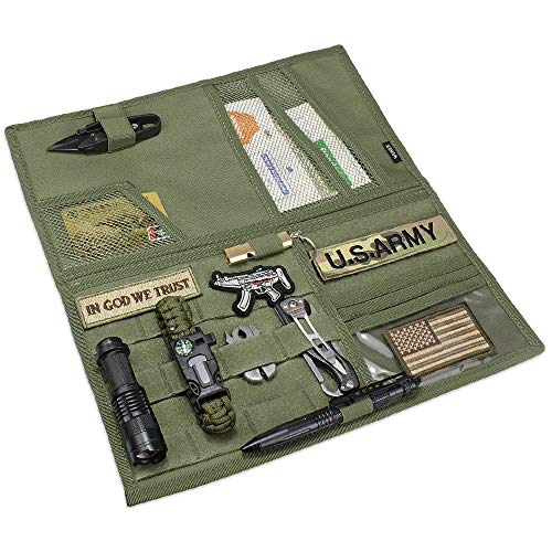 WYNEX Tactical Car Visor Organizer with Double-Sided MOLLE Panel, Universal Vehicle Sun Visor Storage for Essentials & Gear, Compatible with Cars, Pickup Trucks, Vans, SUVs - color: Army Green (Double-Side)