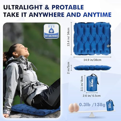 HiiPeak Inflatable Soccer World Cup Seat Cushion, Lightweight Compact Stadium Seat Pad Camping Air Seat Cushion for Gym Football Themed Party Airplane Travel Backpacking Hiking Office Car(Blue) - color: Blue