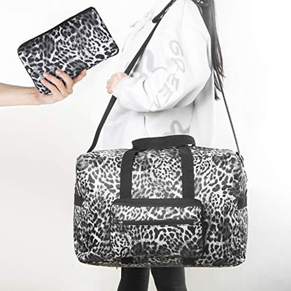 F.FETIVIN Travel Foldable Waterproof Duffel Bag - Lightweight Carry on Luggage Tote Duffel Bag(Leopard Print) - color: A-Leopard Print