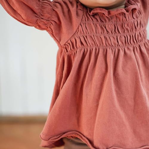 Burt's Bees Baby Baby Girls Long Sleeve Top and Pant Set, 100% Organic Cotton Outfit - color: Cedar Smocked, size: 6-9 Months