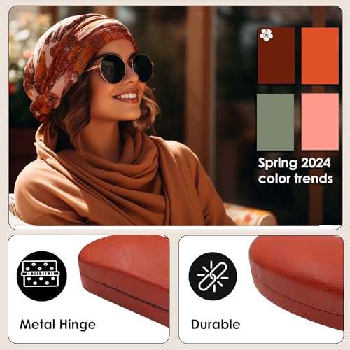MyEyeglassCase Hard Sunglasses case - Women Glasses Case Holder - Large Durable Eyeglass Case Hard Shell with Pouch & Cloth - color: As113 Brown