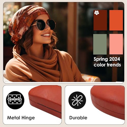 MyEyeglassCase Hard Sunglasses case - Women Glasses Case Holder - Large Durable Eyeglass Case Hard Shell with Pouch & Cloth - color: As113 Brown
