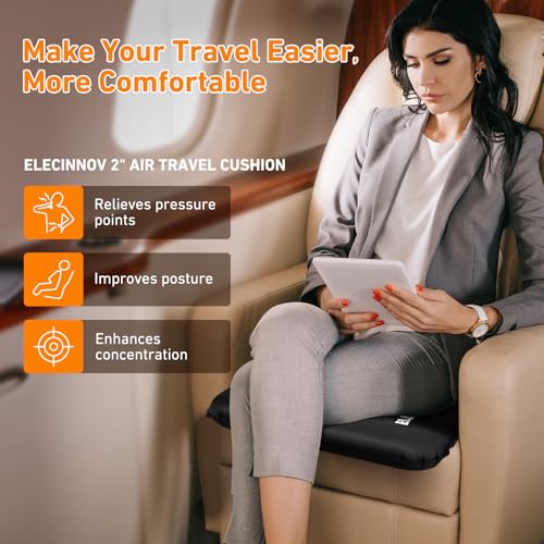 Inflatable Seat Cushion, Self Inflating Memory Foam Portable Stadium Seat Cushions for Bleachers Lightweight Camping Comfort Airplane Cushion for Long Flights Outdoor Events