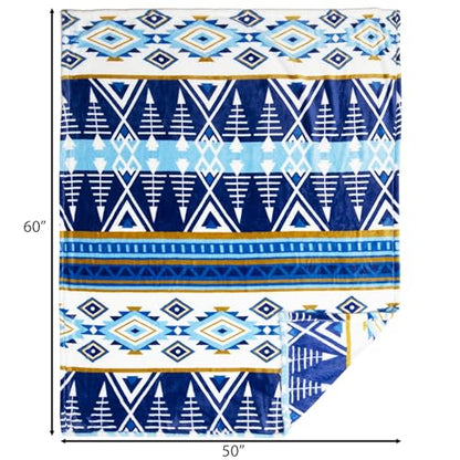 Carstens, Inc. Travel Blanket, Premium Compact 2-in-1 Airplane Blanket/Pillow, Open Sky Blue Aztec - color: Open Sky Blue Aztec