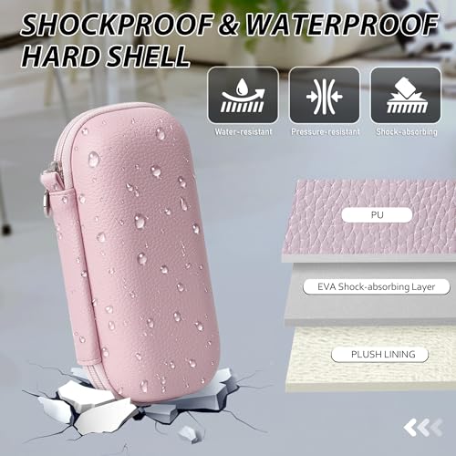 Double Glasses Case for Women Men, Dual Eyeglass Travel Organizer with Wristband - color: Purple