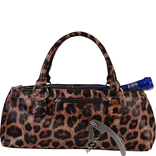 Primeware Wine Clutch Bag (Thermal Insulated) Trendy Women's Carry Tote | Holds Red & White 750mL Bottles | Trendy Fashion | Incl. Portable Waiter-Style Corkscrew - color: Jaguar