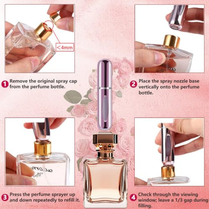 opasyo Refillable Perfume Portable Atomizer Bottle Refillable Perfume Spray, Leak-Proof Perfume Spray Bottle, Travel Perfume for Traveling and Outgoing (5ml, 5 Pack Silver/Pink/Gold/Blue/Black) - color: Silver, Pink, Blue, Black, Gold