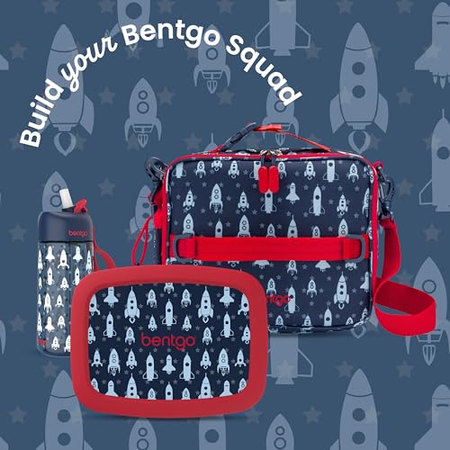 Bentgo Kids Lunch Bag - Durable, Double-Insulated Lunch Bag for Kids 3+; Holds Lunch Box, Water Bottle, & Snacks; Easy-Clean Water-Resistant Fabric & Multiple Zippered Pockets (Rocket) - color: Rocket