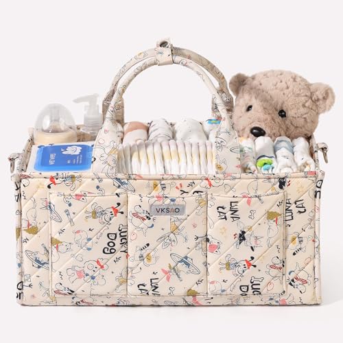 Colorful Cute Cartoon Animal Prints Baby Diaper Caddy Organizer, Large Storage Basket for Newborn Essentials Baby Shower Gifts - color: Colorful, size: X-large