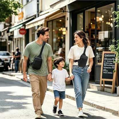 Mini Sling Bag for Men Crossbody,Small Chest Bag Casual Trendy Waterproof Lightweight Phone Crossover Daypack - color: Black Small Anti Theft Sling Bag