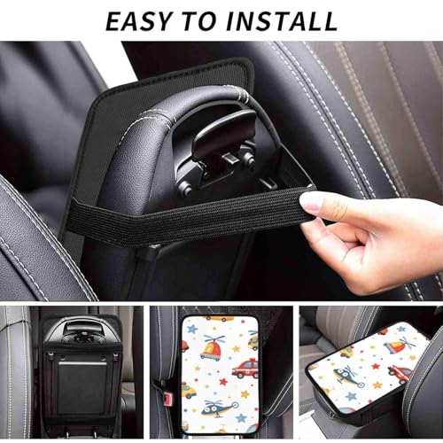 Cartoon Traffic Car Airplane Car Center Console Cover Universal Car Armrest Cover Waterproof Auto Armrest Seat Box Mat Protector Decor Car Center Console Cushion Pad for Most Vehicle SUV Truck Car
