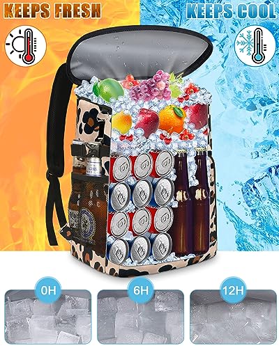Cooler Backpack Insulated Leakproof Waterproof Backpack Cooler Bag 30/45 Cans, Large Capacity Lightweight Travel Camping Beach Backpack Cooler Ice Chest for Men and Women - color: leopard, size: 30 Cans