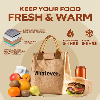 VonNova Women’s Insulated Lunch Bag with Premium 4mm Cooler Insulation, Cute Large 7L Lunch Tote for Office, Durable Small Lunch Box for Women, Stylish Lunchbox for Adults, Teens, Nurses, Teachers - color: Brown-Whatever
