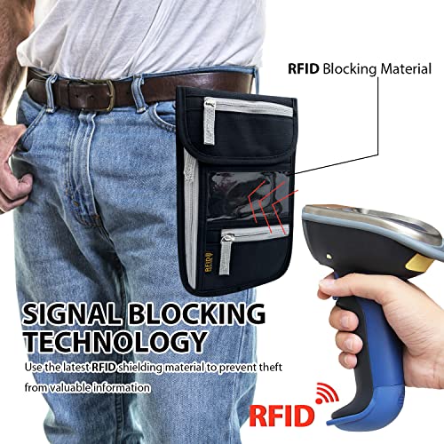 Travel Neck Wallet, RFID Blocking Passport Holder with Adjustable Neck Strap for Men and Women to Keep Cash, Credit Cards and Travel Documents Safe - Black - color: Black