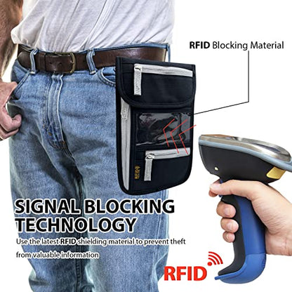 Travel Neck Wallet, RFID Blocking Passport Holder with Adjustable Neck Strap for Men and Women to Keep Cash, Credit Cards and Travel Documents Safe - Black - color: Black