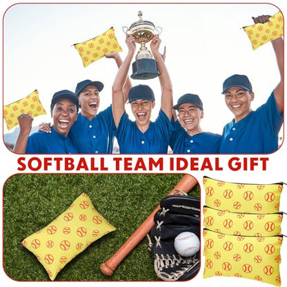 Eccliy 20 Pcs Softball Makeup Bags Bulk Sport Team Gifts Softball Cosmetic Bag Accessories for Women Toiletry Zipper Pouch Travel Canvas Gifts Stuff for Party Team Players Lover - size: 8 x 5 Inch, style: Softball Themed