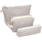 3 Pcs Canvas Makeup Bag Set Cosmetic Pouch for Women Travel Toiletry Bag Cute Makeup Organizer Purse Pouch Preppy Pencil Case with Zipper (Blue Pinstripes) - color: Blue Pinstripes